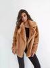 European and American autumn and winter fur imitation Rex rabbit hair casual suit collar medium and long coat women's coat