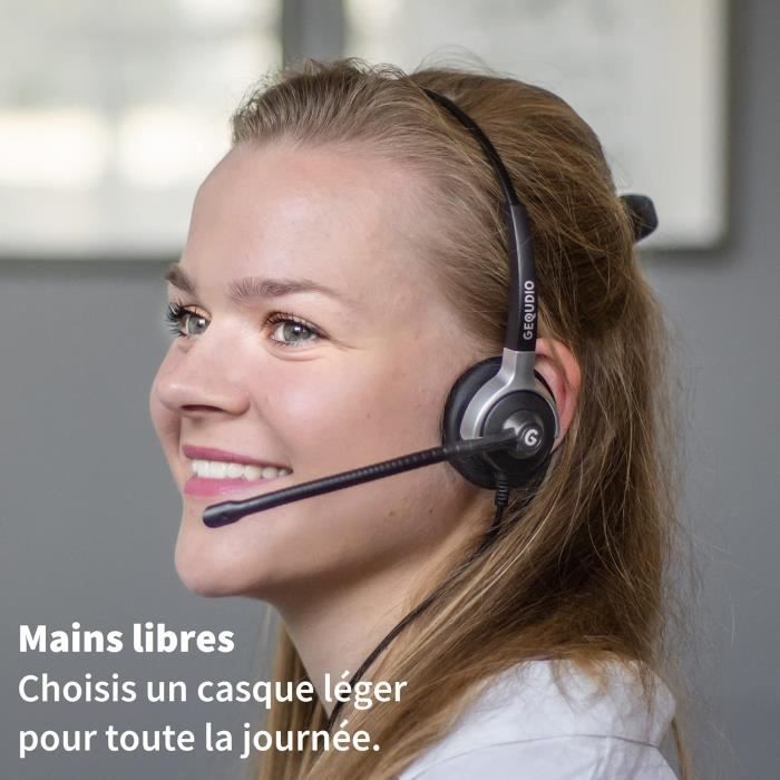 Casque Filaire - GEQUDIO - WA9003 - Compatible téléphones - Ergonomique - Anti-bruit