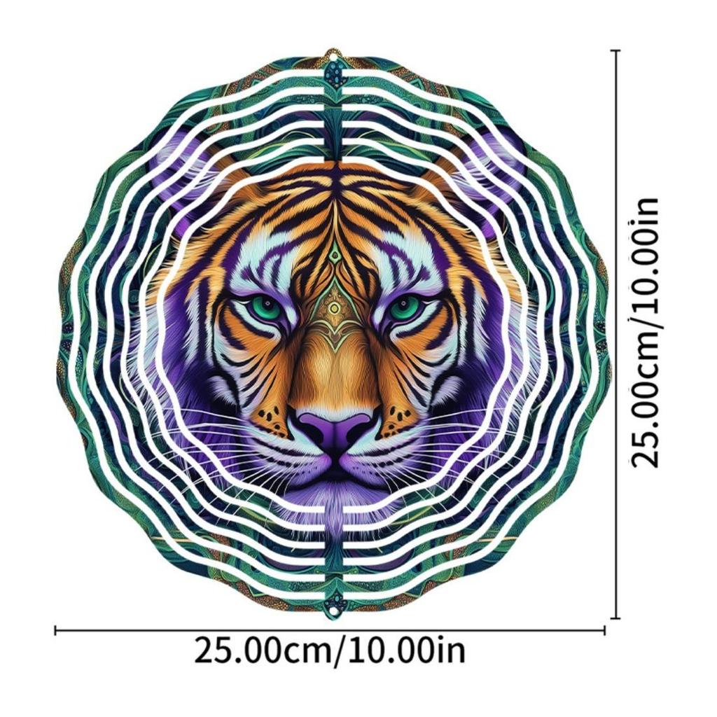 10-Inch Wind Chime with Vivid Animal and 2D Mandala Design, No External Power Needed - Colorful Outdoor Garden Decor