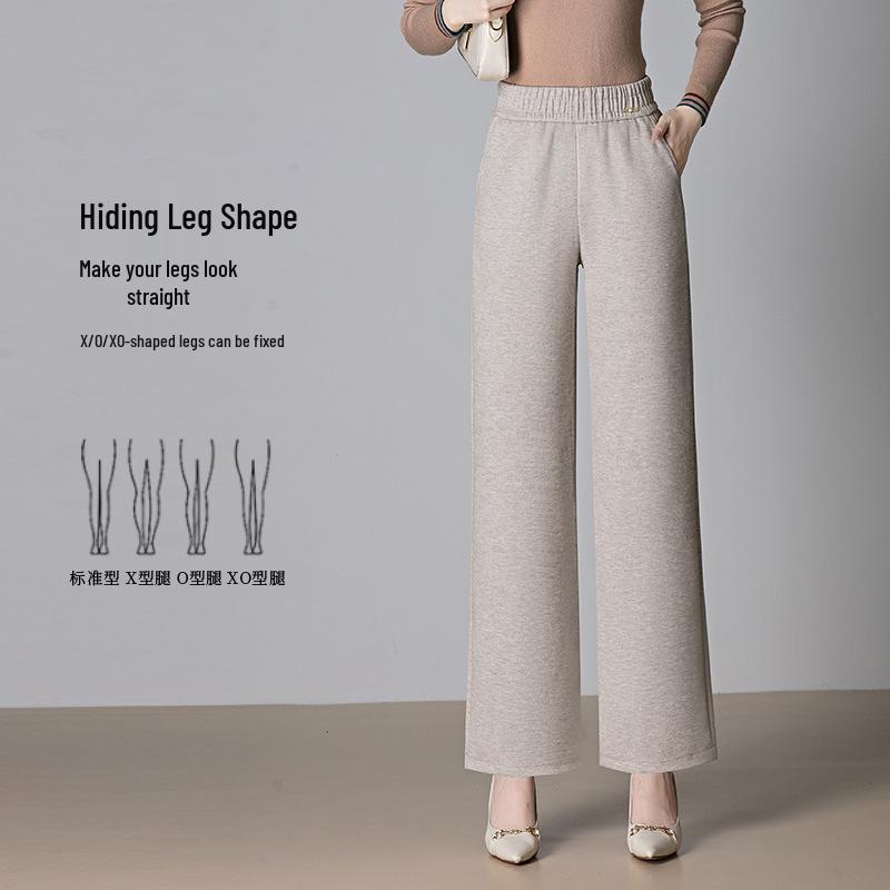 2025 High-Waisted Wide-Leg Pants for Middle-Aged Women, Casual Slimming Trousers for Mothers (Autumn/Winter)