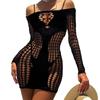 Lace Hollow-Out Mesh Teddy Nightwear, Women's Stylish Sheer Bodysuit Dress for Evening