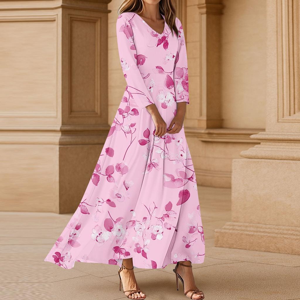 Women's Three-quarter Sleeves Fashionable Floral Print Loose Casual Comfortable Dress