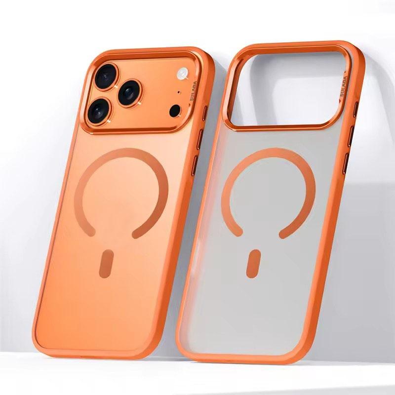 Luxury Alloy Lens Frame Matte Magsafe Case For iPhone 17 Air 17Pro 17Pro Max Translucent Hybrid Magnetic Shockproof Hard Cover