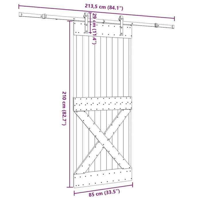 VidaXL Porte coulissante et kit de quincaillerie 85x210 cm pin massif 3332756