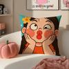 Character sweet Lovely girl Cushion Cover Pillowcase Short Plush Invisible zipper Room Sofa Cushion Cover