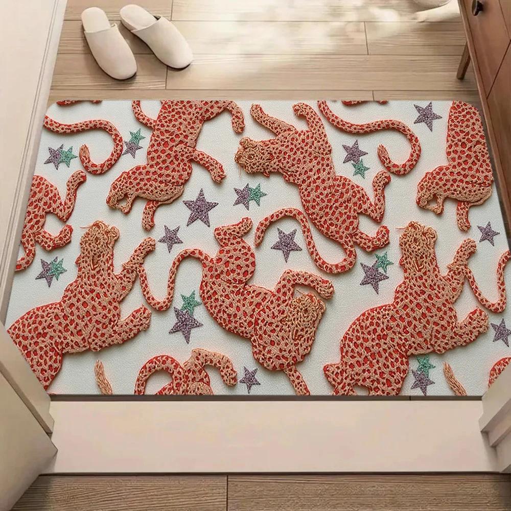 Leopard Print Carpet Mat Rug 3D Animal Pattern Home Decoration Living Room Bedroom Modern Floor Decor Floor Mat Door Mat