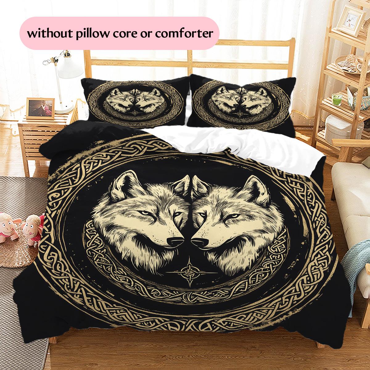 

Celtic Knot Wolf Pattern Bedding Quilt Set Home Decoration Gift (1 * duvet cover + 2 * pillowcase without core) 135x200cm