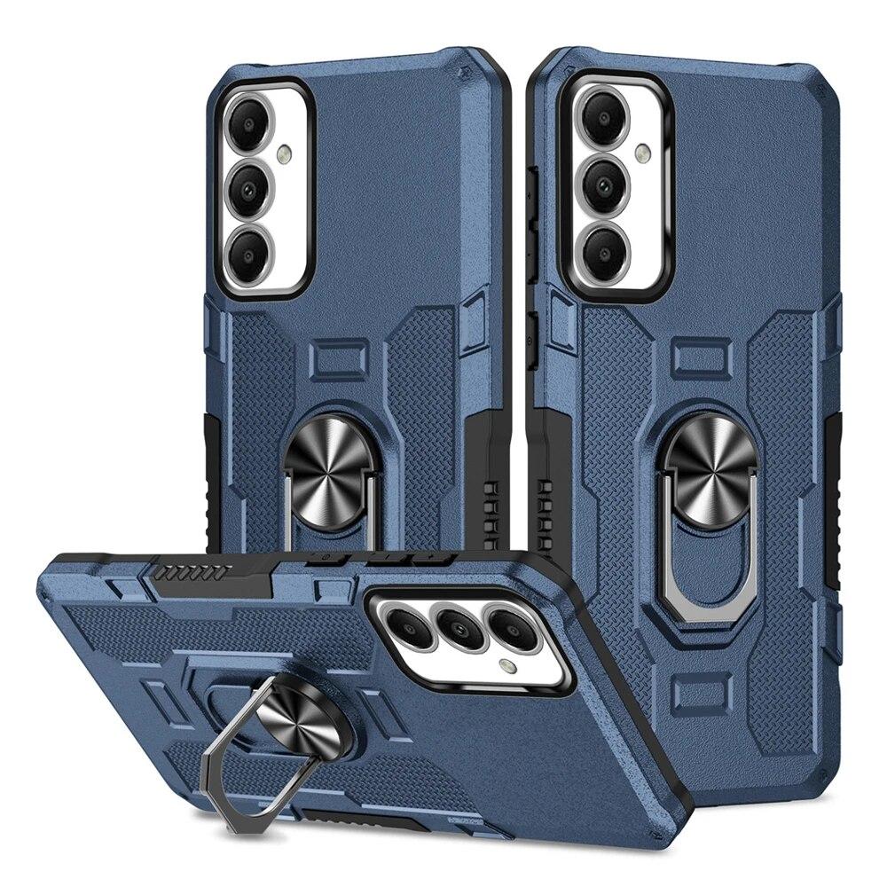 

Противоударный защитный чехол KEYSION для Samsung A55 5G A35 A25 A15 4G A05, силиконовый чехол с металлическим кольцом и подставкой + чехол для телефона из ПК для Galaxy A05S for Samsung A35 5G синий