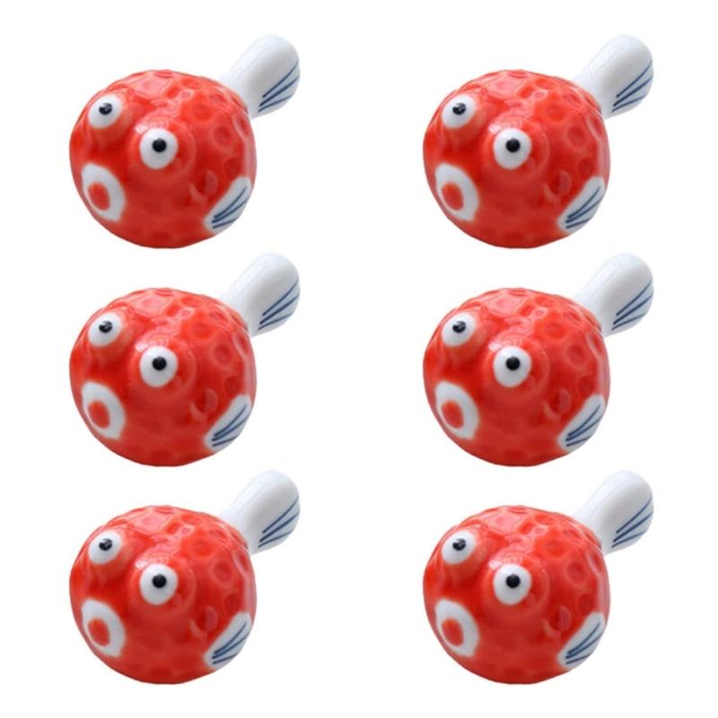 6 Pieces Cute Pufferfish Shaped Ceramic Chopstick Rests Spoon Fork Holder Ceramic Chopstick Holders for Kitchen Utensil