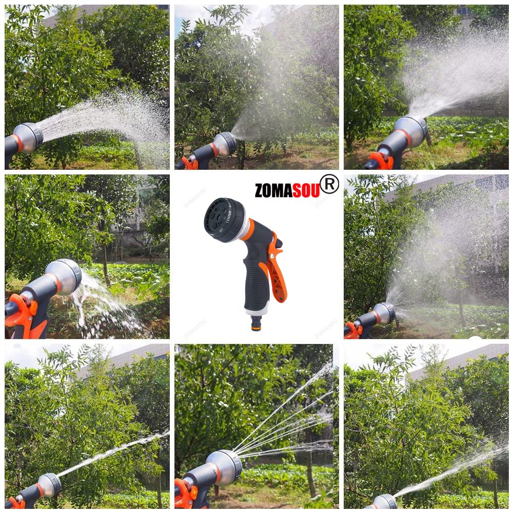 Top Garden Hose Water Spray Gun 8 Mode Car Wash High Pressure Sprayer Watering Nozzle for Lawn Plant Yard Water Jet Sprinkler