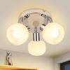 Ceiling Light - NETTLIFE - E14 3 Bulbs - White - Glass Lampshade - Scandinavian Style Metal