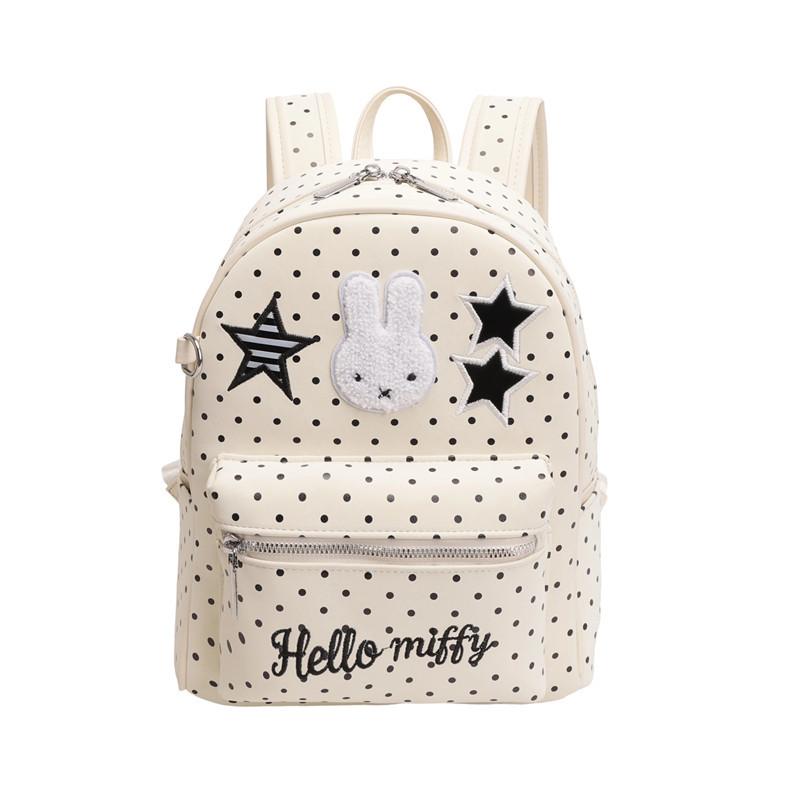 Schoolbag Japanese cartoon cute Miffy rabbit bag polka dot contrasting backpack student large capacity out girl heart backpack