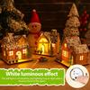 LED Wooden Christmas House Village Unfinished Xmas Snow House DIY Wood Chalet Tree Ornaments Christmas Table Centerpieces