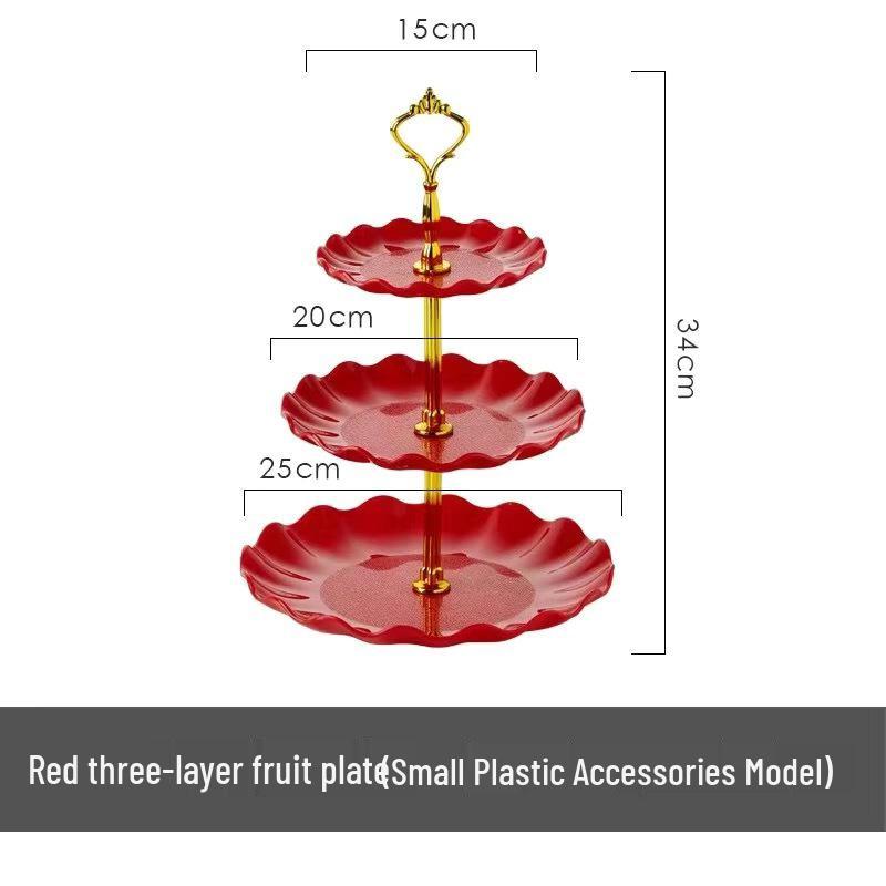 Tavă cu trei etaje în stil nordic pentru fructe și gustări pentru living