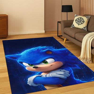 Klasický S-Sonic Hra Kreslený Ježek Koberec Rohož do Ložnice Obývacího pokoje Pohovky Domácí Dekorace, Dětský Koberec Protiskluzová Podložka na Podlahu Dárek