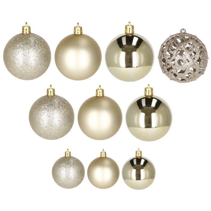 Boules de Noël - SPRINGOS - 100 pcs - Or - 6 cm - Motifs variés