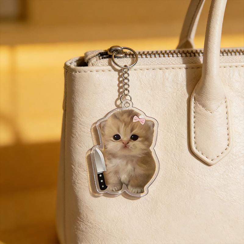 1PC Acrylic Design Keychain Marker Creativity Pendant Fun Party Gift DIY Decoration Cat Keychain Clear