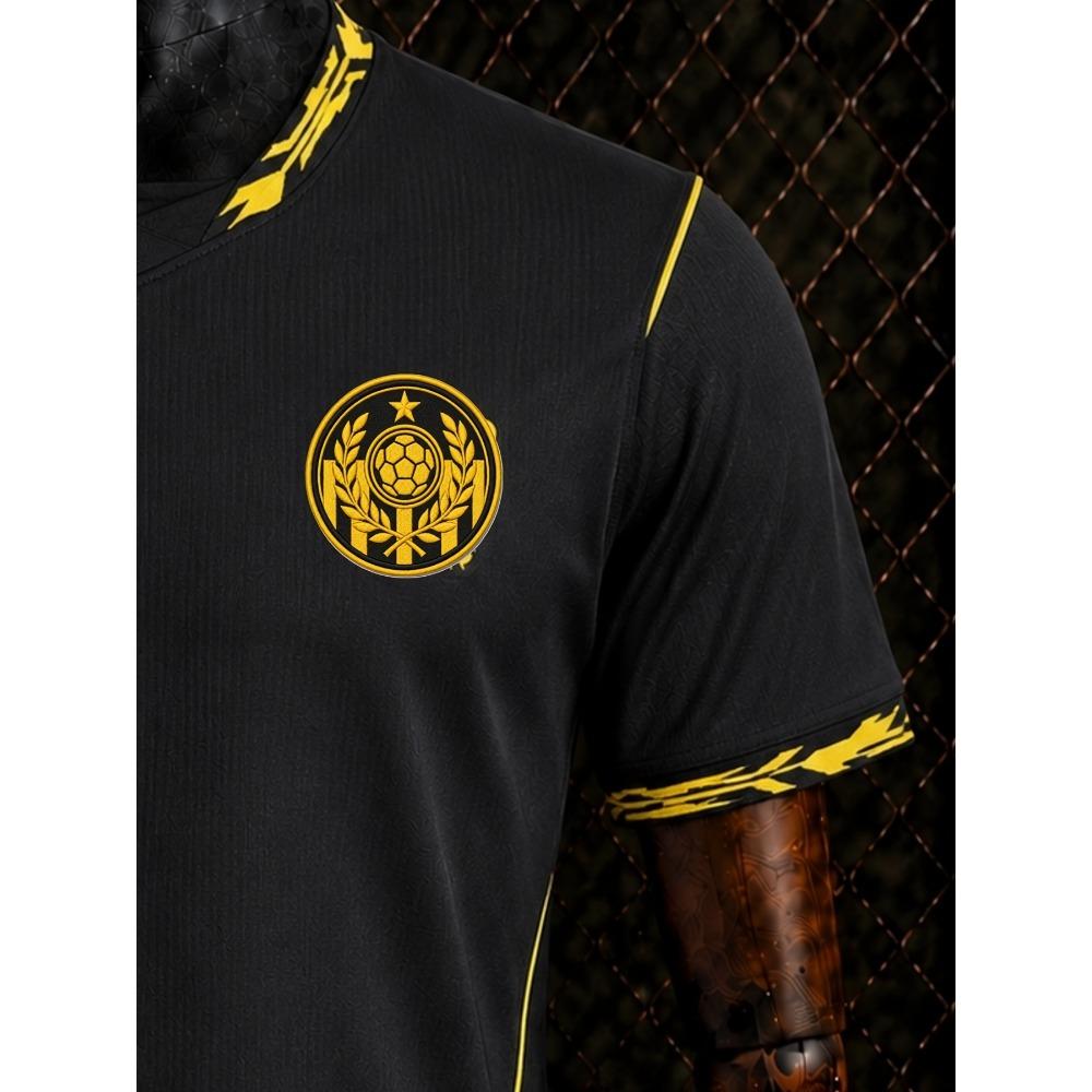 Black football jersey, black and yellow design, suitable for all occasions