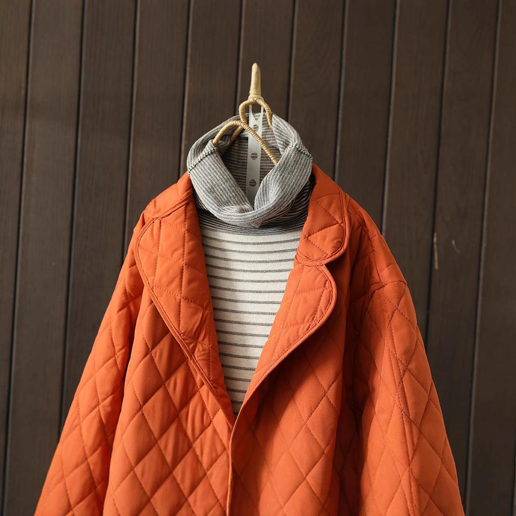 Pocket Solid Women Parkas Winter Orange Straight Warm Thicken Knee-Length Female Outwear Coats Tops