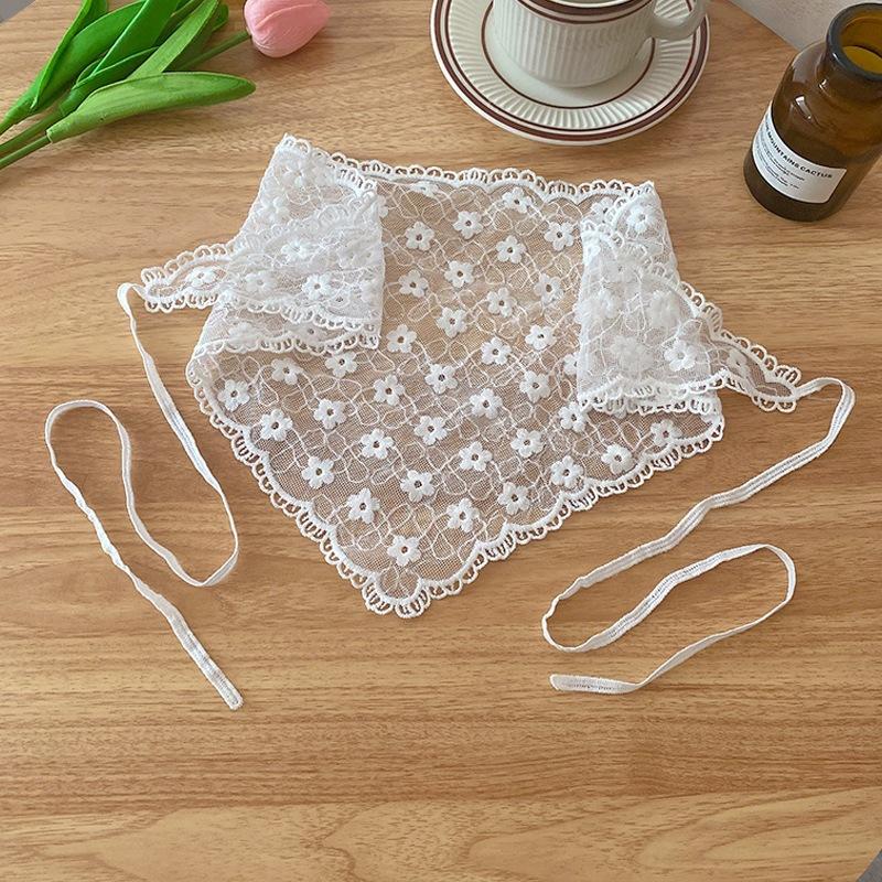 Knitted Crochet Headscarf French Pastoral Triangle Headband Handmade Soft Hair Wrapper for Beach Picnic Holiday Boho Fashion