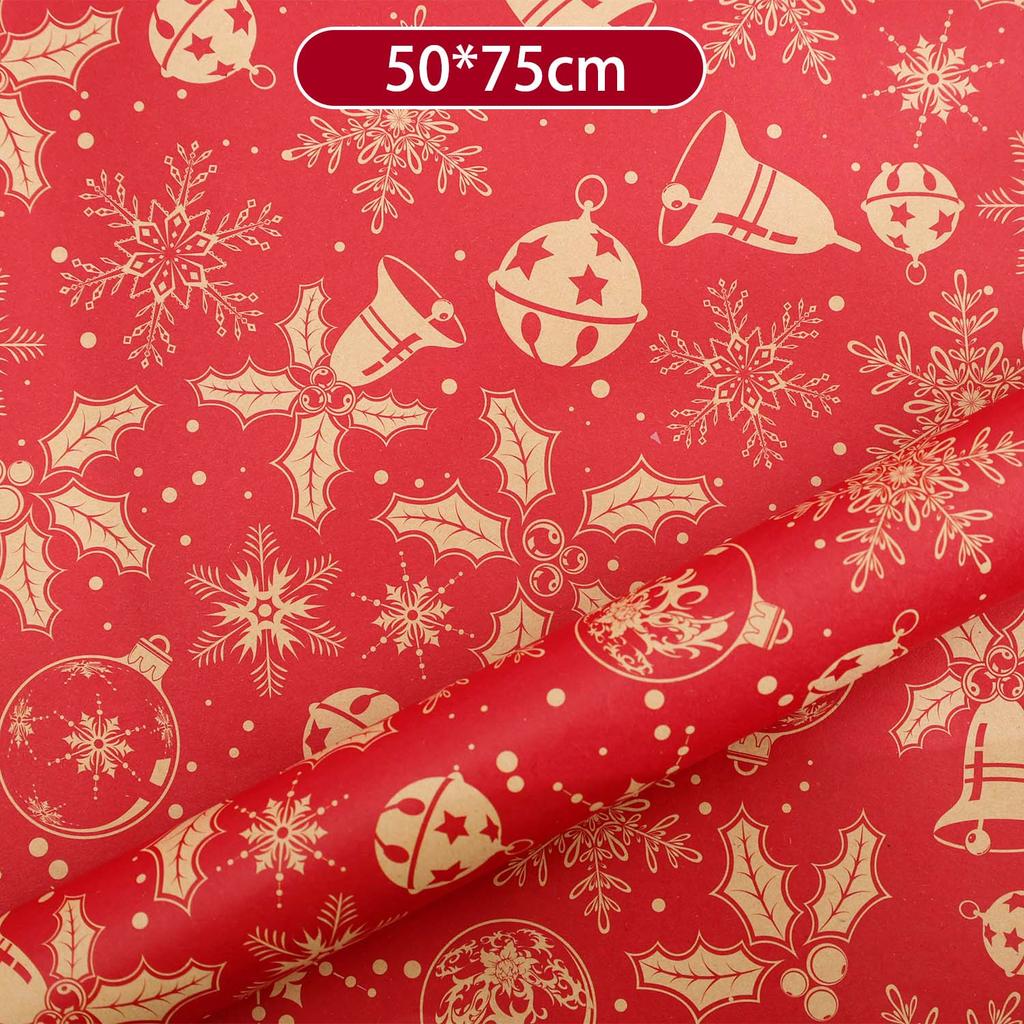 Christmas Kraft Wrapping Paper Cartoon Xmas Tree Santa Claus Gifts Packaging Paper DIY Craft Home Party Decoration Background