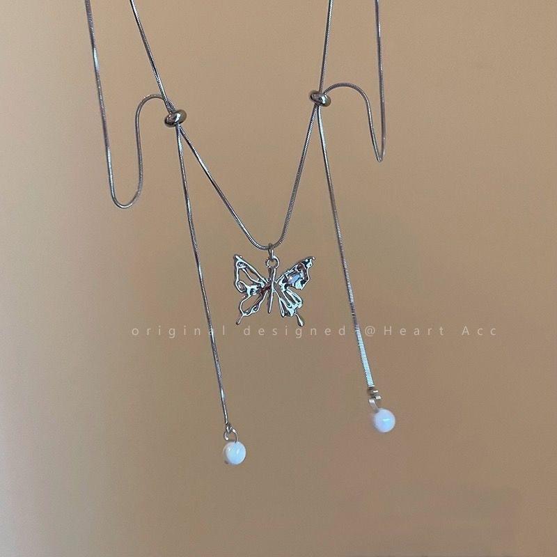Tassel Butterfly Necklace Women's Senior Design Sense Cold Wind Collarbone Chain Temperament Neck Chain