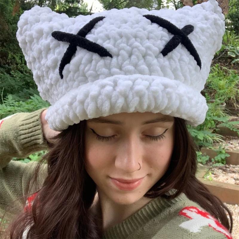 

Новая шапка ручной вязки с плиссированным кружевом в виде гриба-сердечка для взрослых, модная индивидуальная шапка Adult 57-59cm