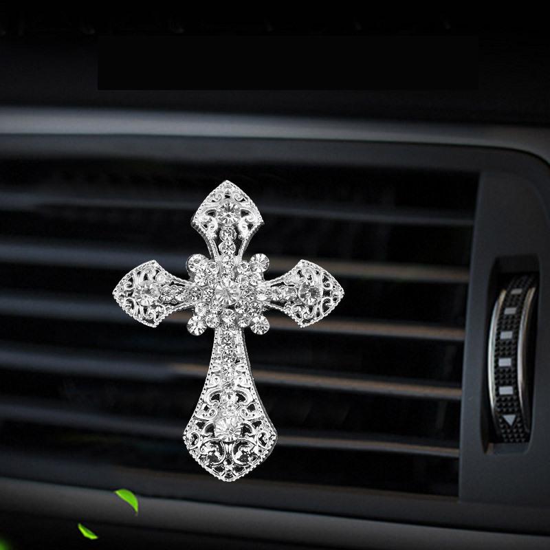 Inlaid Diamond Cross Style Car Air Conditioning Outlet Perfume Car Perfume Car Interior Accessories Car Fragrance