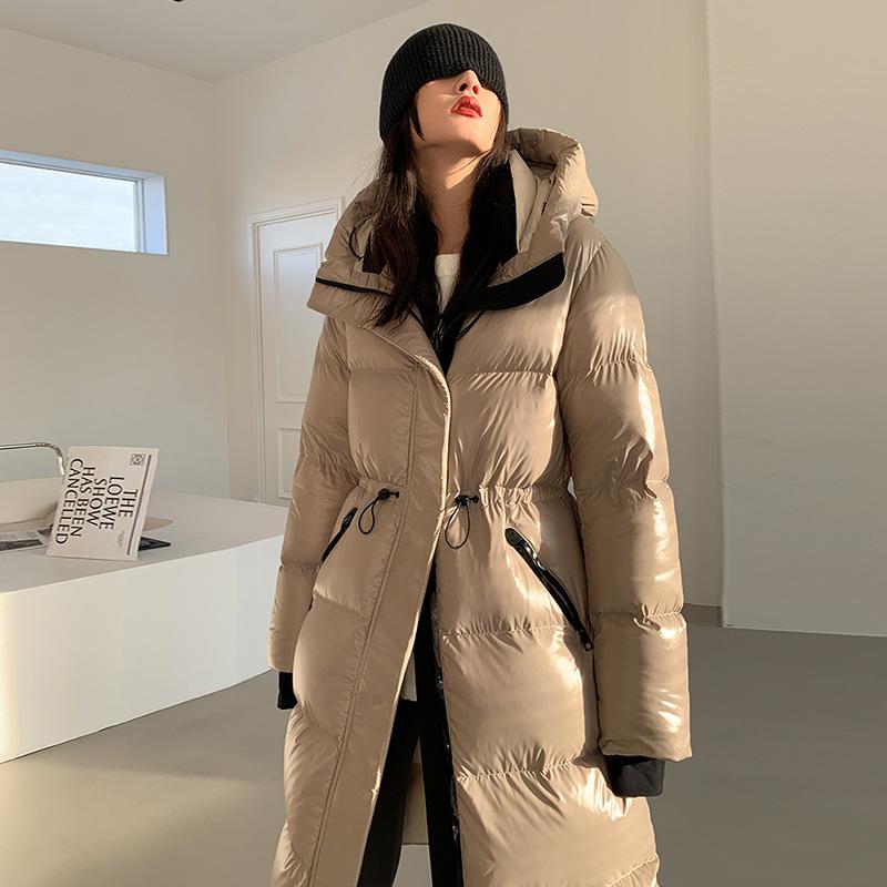 High-end 90 white duck down jacket women's medium and long 2024 winter new thickened waist over knee warm jacket large size