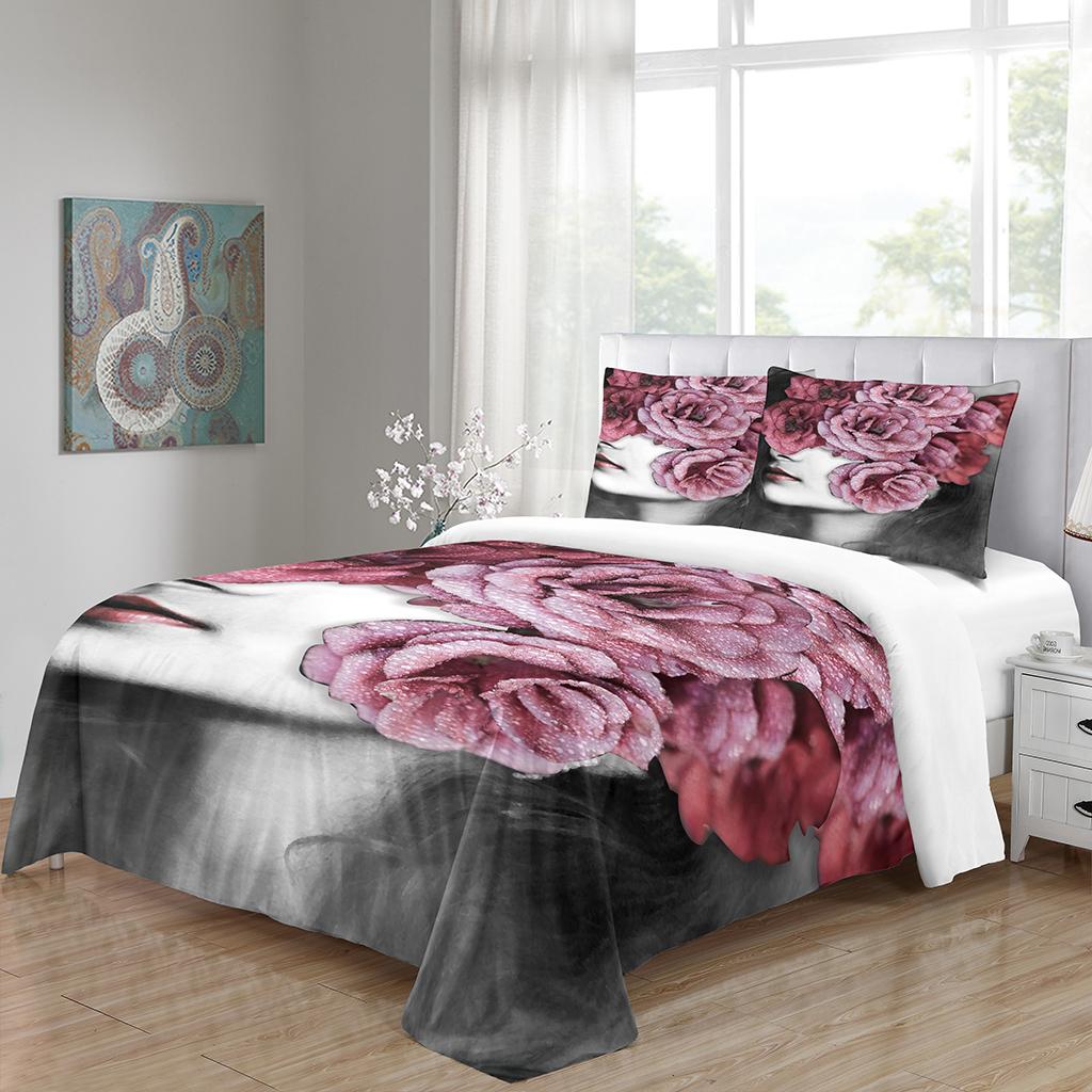 Red Wedding Rose Series Love Flower King Queen Twin Full Bedding Sets Single Double Bed Duvet Cover Set And 2 Pcs Pillow Cover