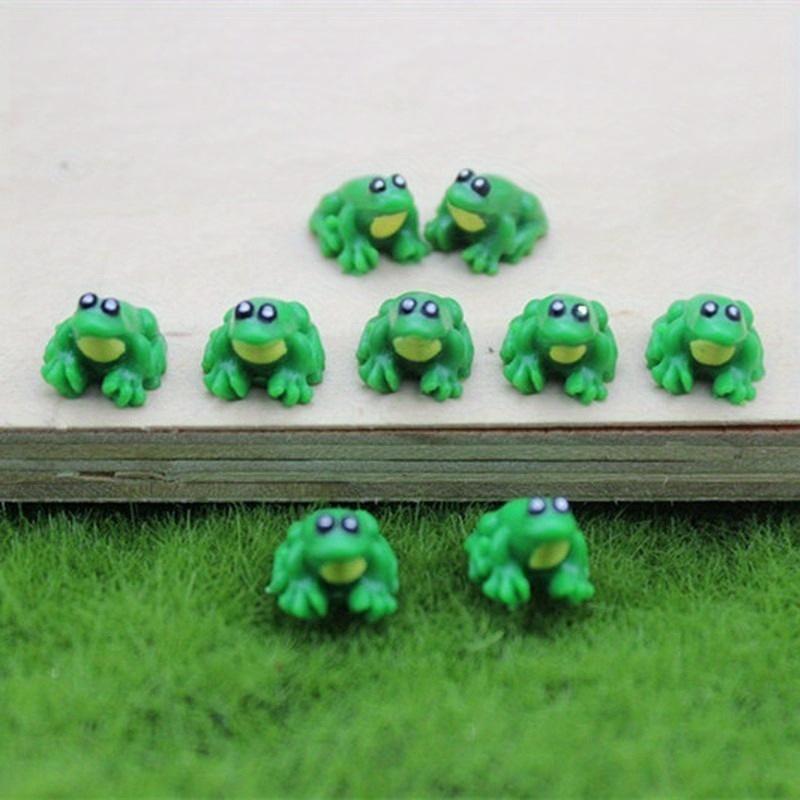 10Pcs Resin Miniature Mini Tiny Green Frog Figurines Dollhouse Decor Scenes