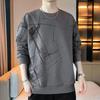 [ODFMCE] trainer men's spring long sleeve casual Fashionable Relaxing big size (JP, alphabet, 3XL, gray)