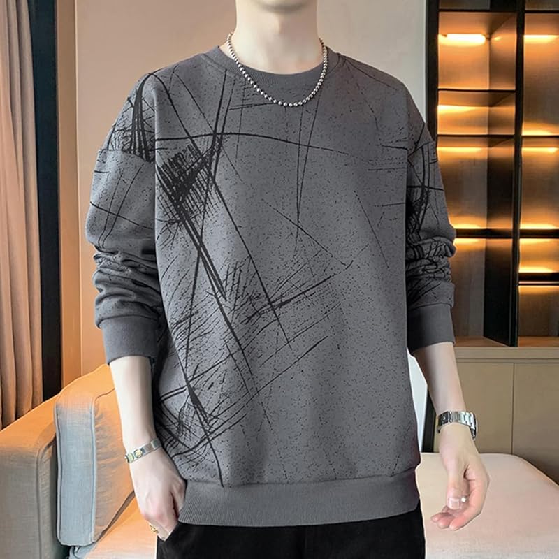 [ODFMCE] trainer men's spring long sleeve casual Fashionable Relaxing big size (JP, alphabet, 3XL, gray)
