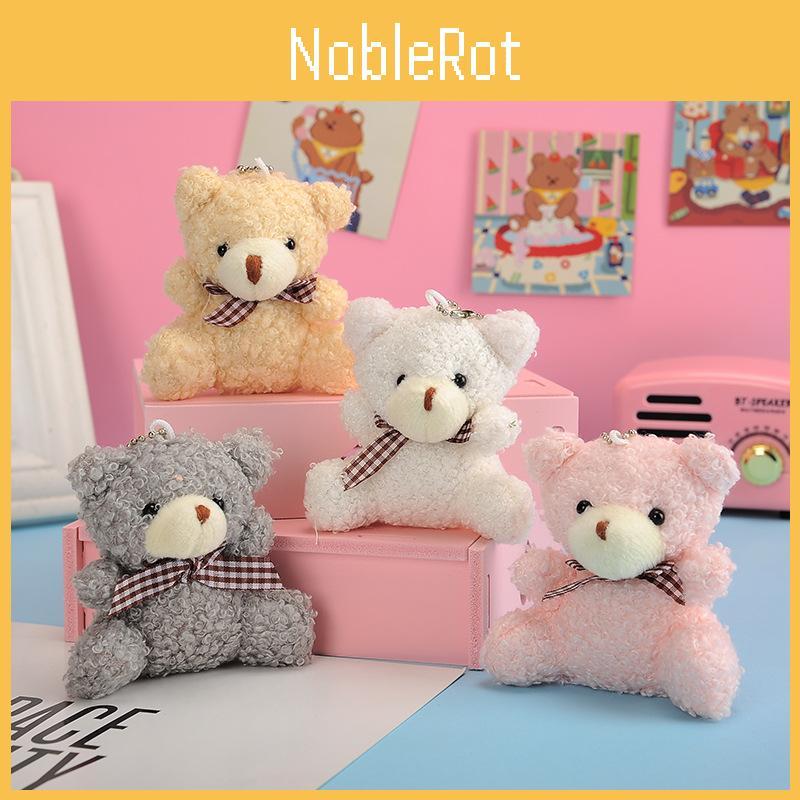 Charming Plush Teddy Bear Keychain With Bow Adorable Bag Accessory