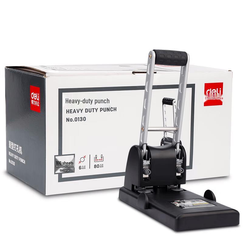 Deli Heavy-Duty 100-Sheet Hole Puncher CN plug (adapter included)