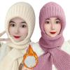 Knitted Integrated Cap Scarf Thickening Ear Protection Cap Winter Neck Warmer  Cycling