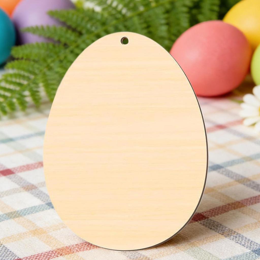Wood Ornament Blanks Easter Eggs Paintable Holiday Pendants Wood Cutouts for School Party Home Bedroom Apartment Family