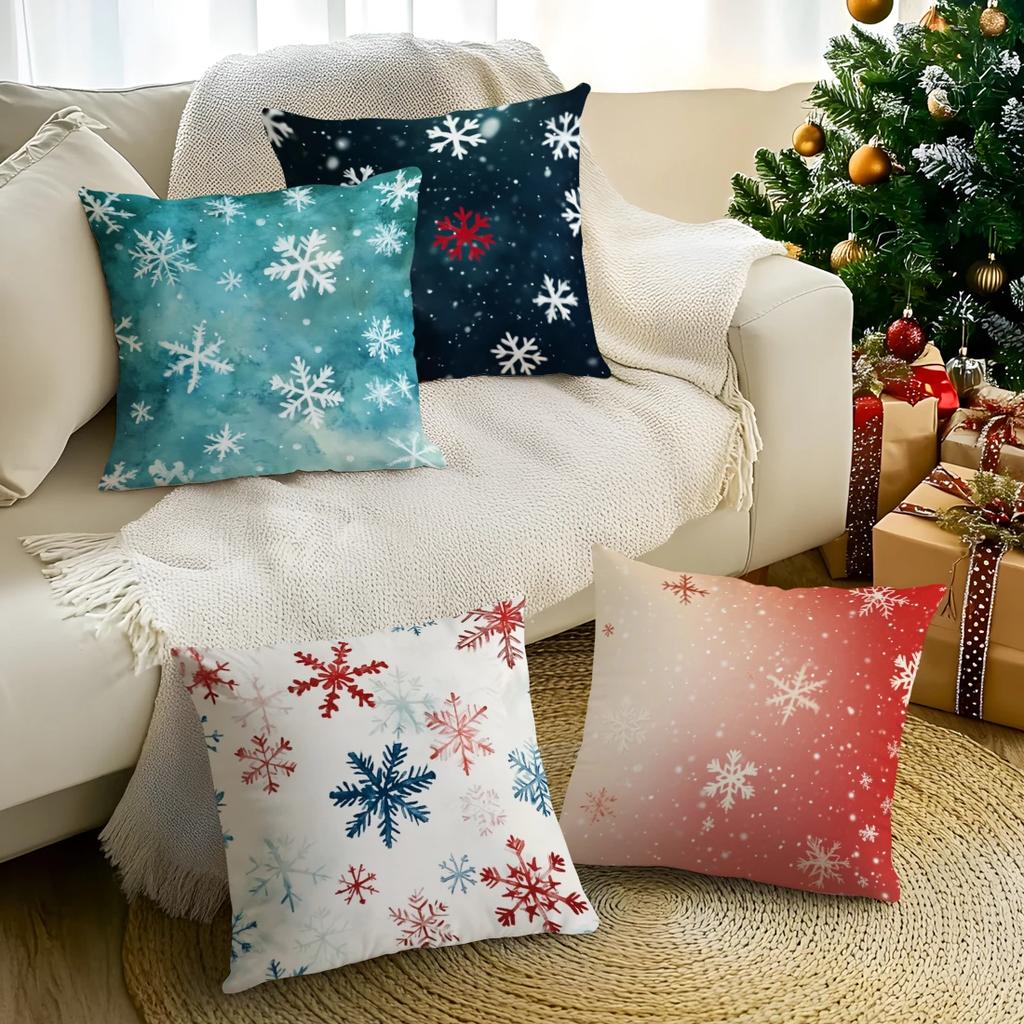 Christmas Snowflakes Cushions Pillowcase Polyester Cushion Cover Throw Pillow Pillowcover Home Car Sofa Decor