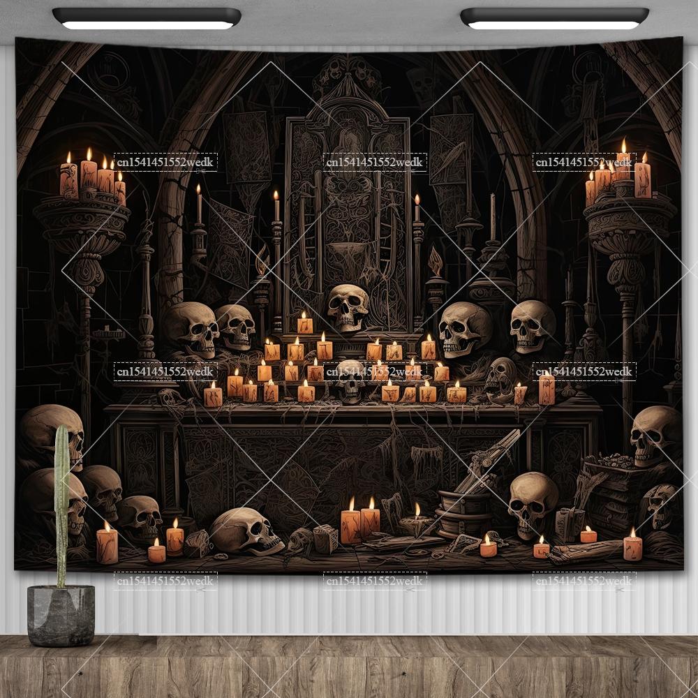 Witch's Library Staircase Tapestry Magic Bookshelf Tapestry Wall Hanging Altar Cloth Aesthetic Room Decor Book Shelves Backdrops