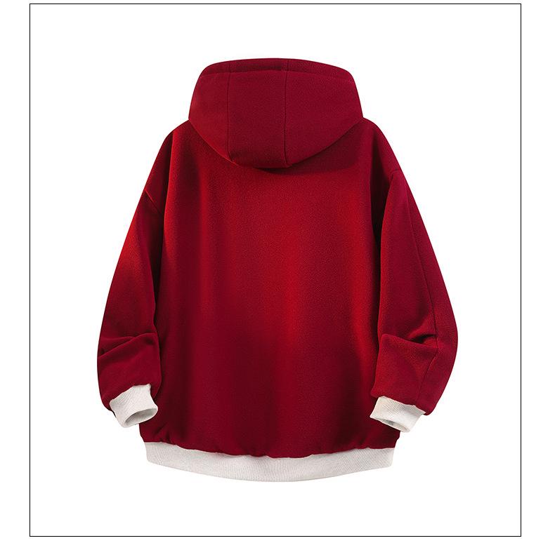 Men's Reversible Trendy Loose Hooded Jacket, Black/Light Gray, Spring/Autumn Casual Sportswear.