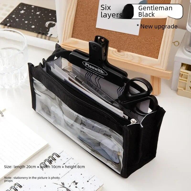 Large Capacity Transparent Pencil Case Student Fashion Internet Celebrity Style Stationery Bag Japanese Style School Supplies