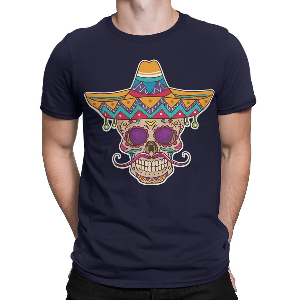 Colorful Sugar Skull Sombrero TShirt Day of the Dead Design Mens Friendly DOTD