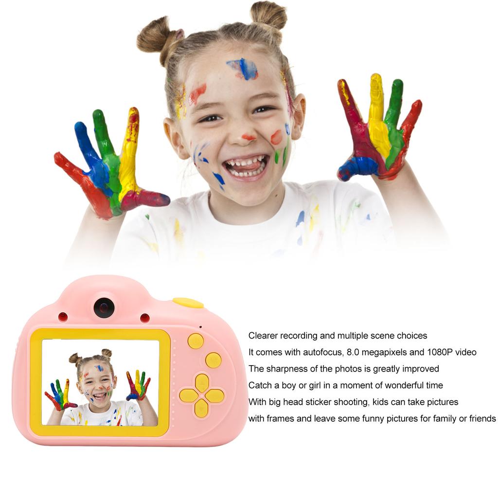 Kids Selfie Camera 2.4 Inches Rechargeable Kids Digital Toy Camera with Storage Card for 3 to 12 Year Old Boy