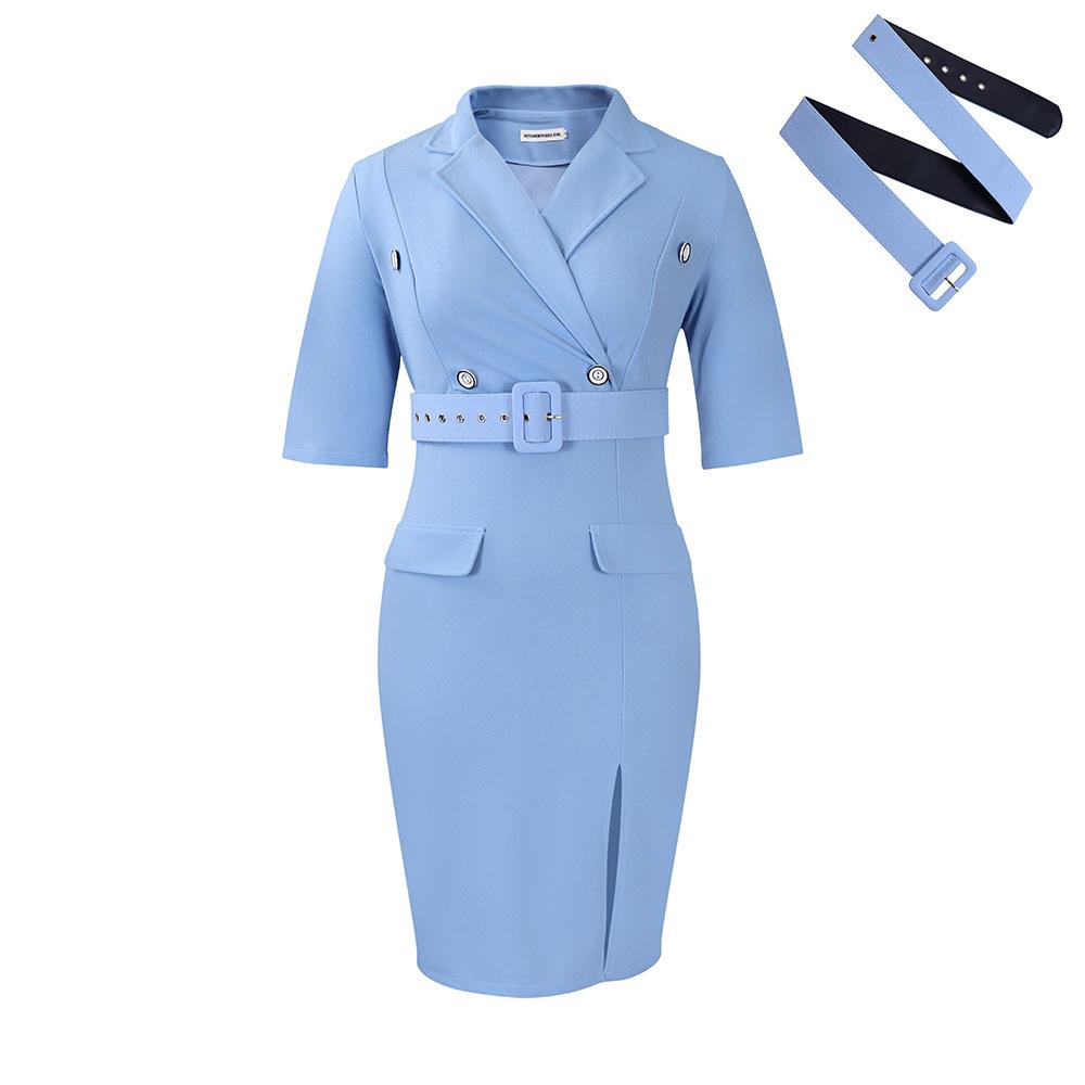 JKASHDK Damenmode Herbst Winter Einfarbiger Druck Übergröße 3/4 Ärmel Hohe Taille Freizeitkleider