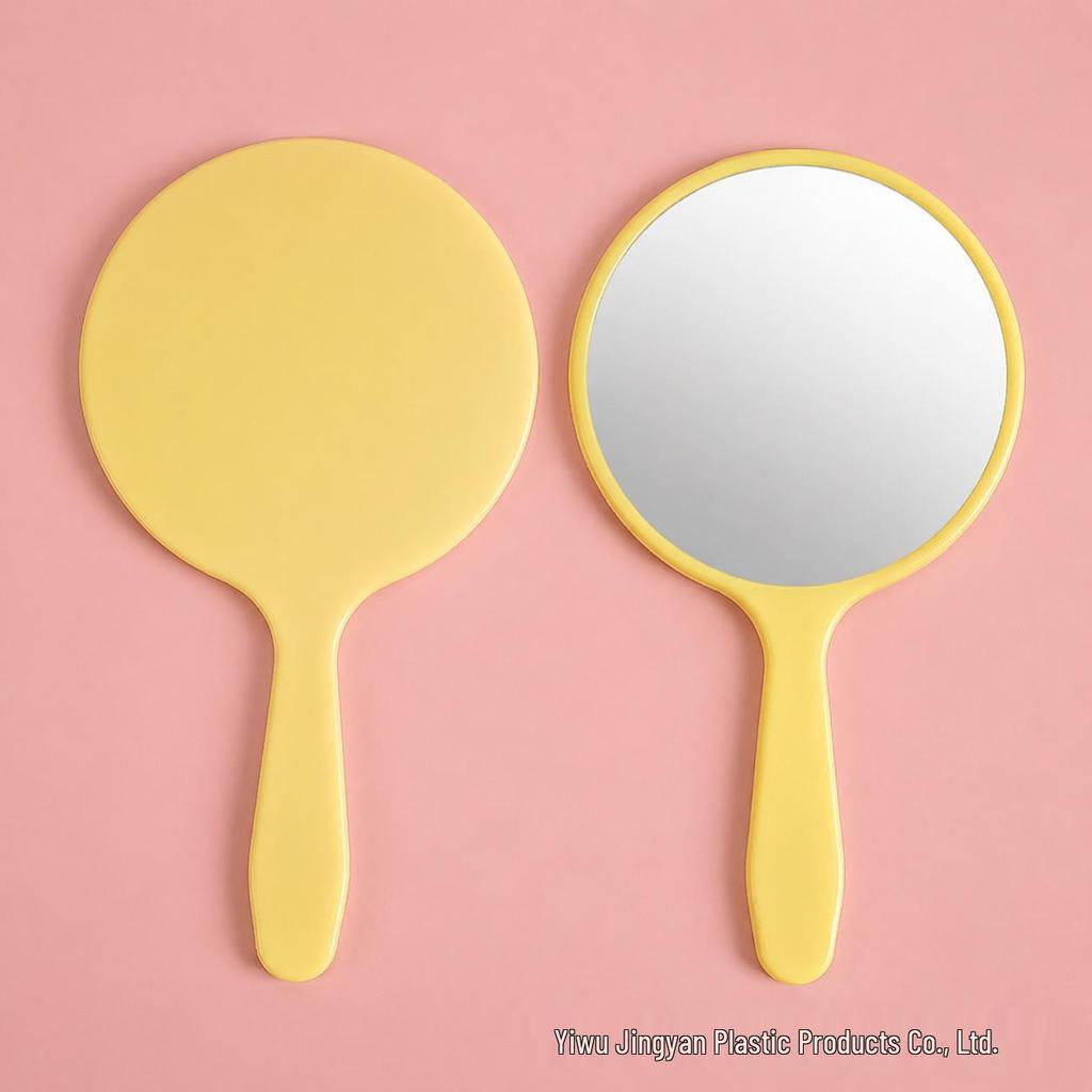 Portable High Definition Round Handheld Makeup Mirror with Handle for Vanity and Beauty Applications