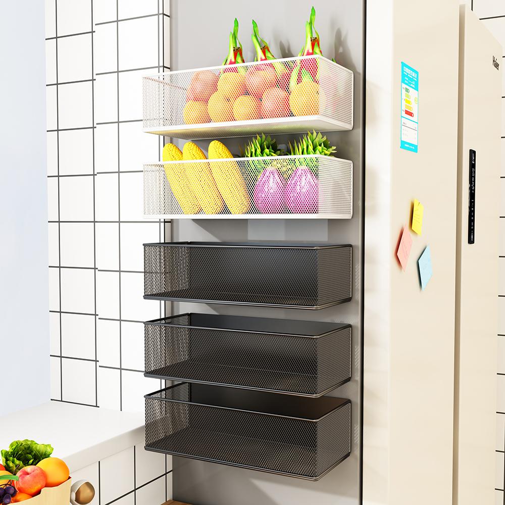 1PC Refrigerator Magnetic Storage Shelf Storage Side Hanging Basket Hanging Bag Artifact Shelf Supplies Free Of Drilling