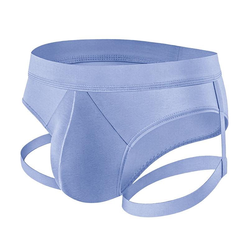 Men Sexy Hollow Out Solid Color U Convex Stretch Low Waist Triangle Briefs