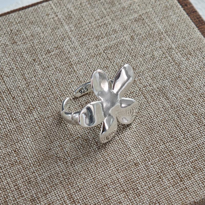Sam Panda 925 Silver Rings For Women Men Fine Jewelry Finger Adjustable Open Vintage Chain Ring For Party Birthday Gift