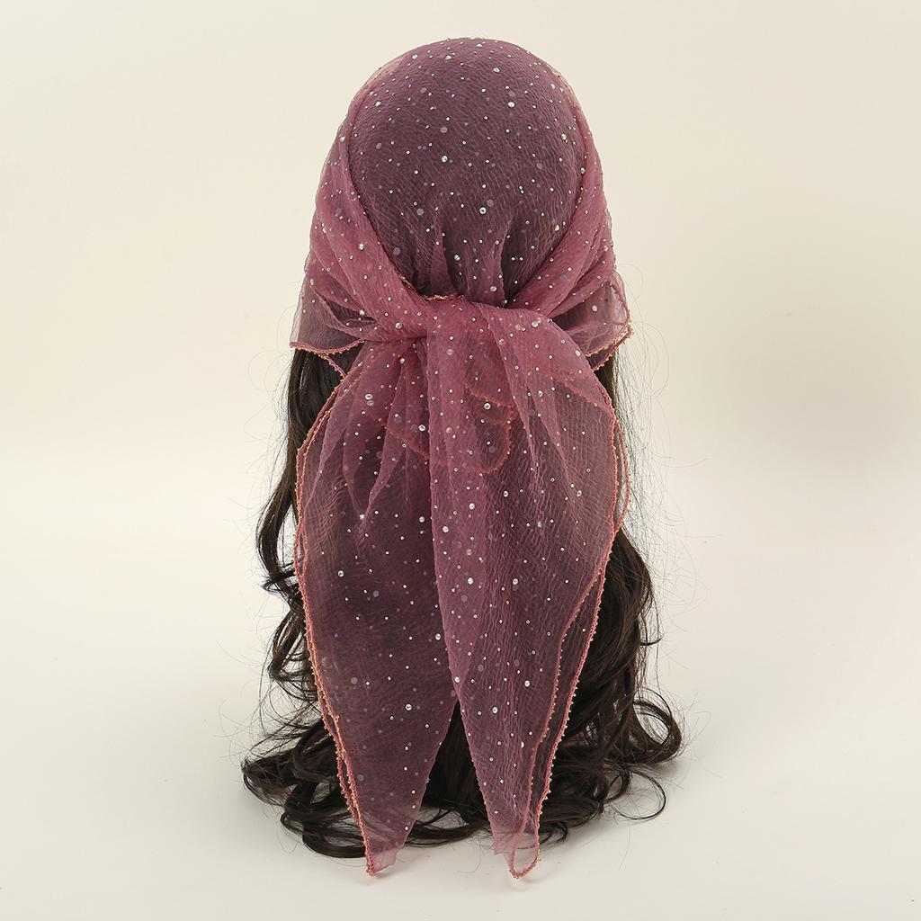 Fashion Hot Diamond Hijab Full Sky Star Square Scarf Headwraps Thin Veil Bandana Headband Foulard Female Headscarf Turban