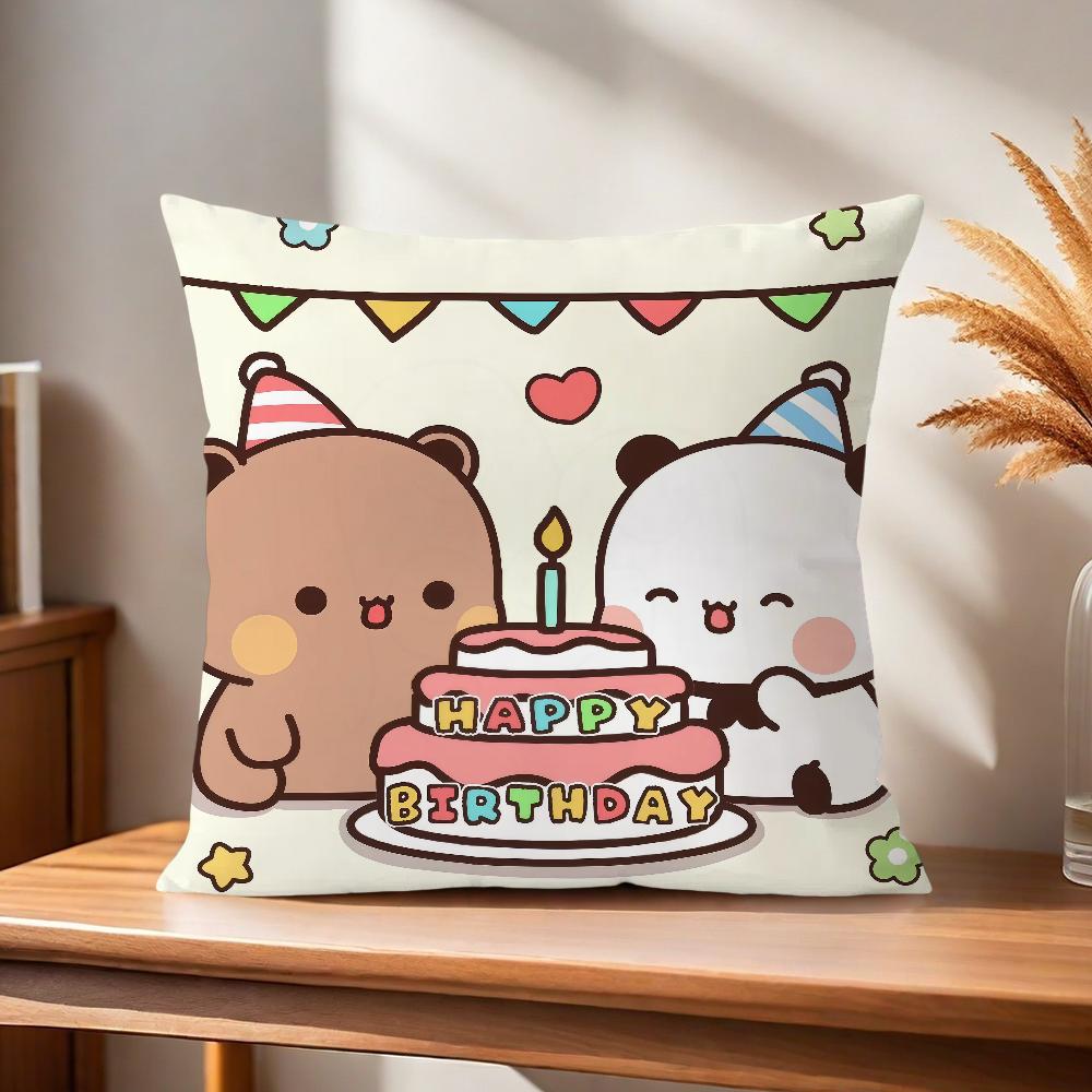 Couple Comfortable Soft Pillow Case for Sofa Bear Cartoon Kawaii Living Room Home Office D-dudu Decor Protective Covers b-Bubu